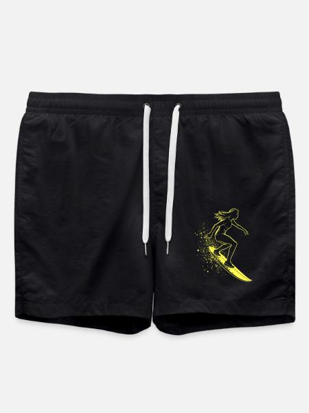 Stylische Surferin Wellenreiten Surfen Surfer - Badeshorts - Schwarz
