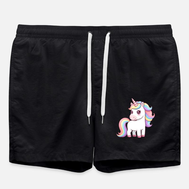 Tier Cartoon Einhorn - Badeshorts - Schwarz