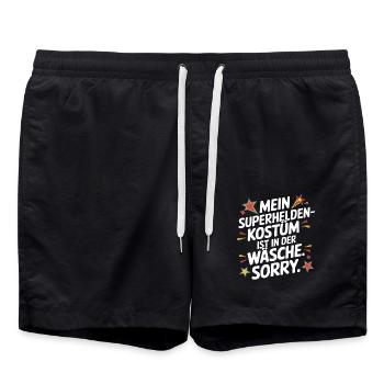 Superhero Costume Is In The Laundry Carnival Cologne - Swim Trunks - black - Front - AI Model Male 185 light (185cm)