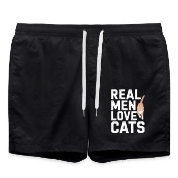 Real Men Love Cats - Badeshorts - Schwarz - Vorne - AI Model Male 185 light (185cm)
