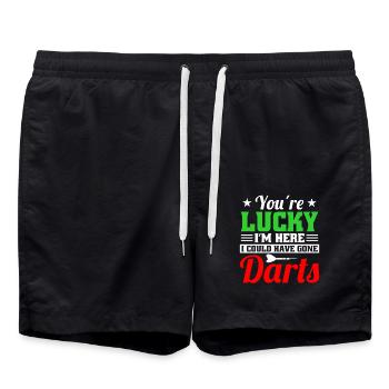 Dart Dartspieler Dartspiel Herren - Badeshorts - Schwarz - Vorne - AI Model Male 185 light (185cm)