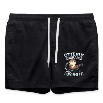 Otterly adorable and loving it für einen Otter - Badeshorts - Schwarz - Vorne - AI Model Male 185 light (185cm)
