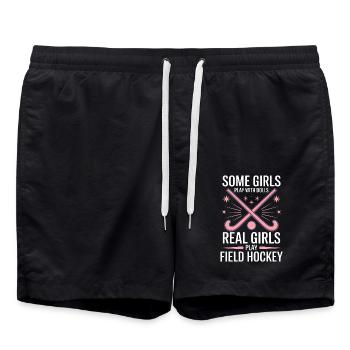 Feldhockey Spruch Sport Lustig Feldhockey Geschenk - Badeshorts - Schwarz - Vorne - AI Model Male 185 light (185cm)