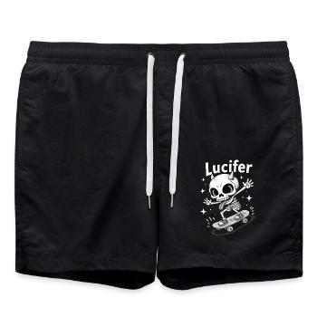 Skateur Skeleton Lucifer Diablement cool sur la route - Short de bain - noir - Devant - AI Model Male 185 light (185cm)