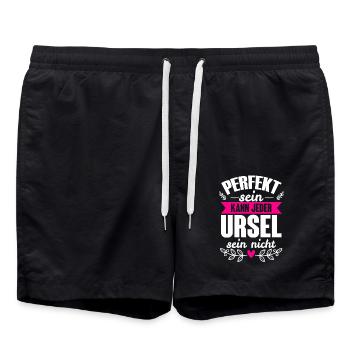 Ursel - Perfekt Sein Kann Jeder Ursel Sein Nicht - Badeshorts - Schwarz - Vorne - AI Model Male 185 light (185cm)