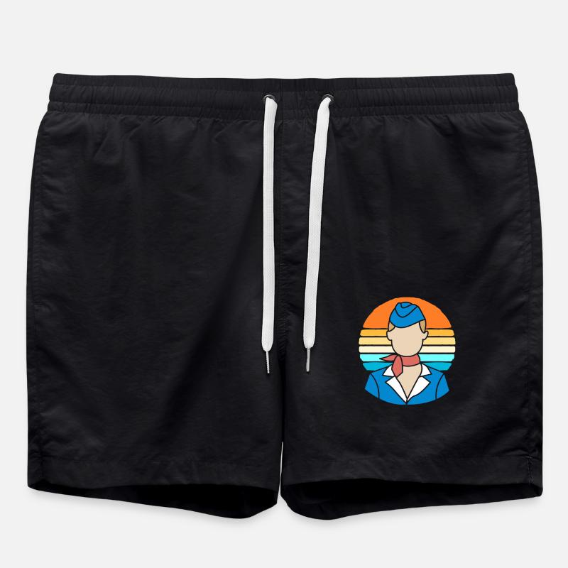 Stewardess Flugbegleiter - Badeshorts - Schwarz