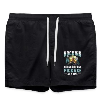 Rocking The Mining Life One Pickaxe At A Time - Badeshorts - Schwarz - Vorne - AI Model Male 185 light (185cm)