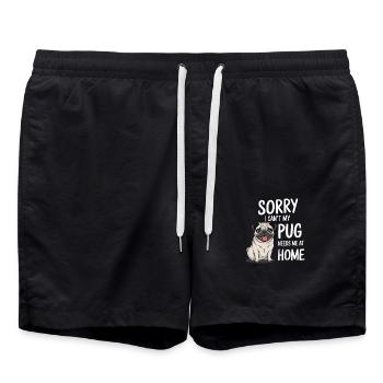 sorry i can t my pug needs me at Home - Badeshorts - Schwarz - Vorne - AI Model Male 185 light (185cm)
