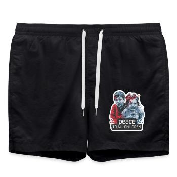 FRIEDEN FÜR ALLE KINDER - Badeshorts - Schwarz - Vorne - AI Model Male 185 light (185cm)