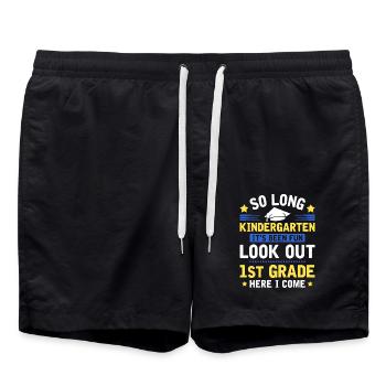 So Long Kindergarten 1st Grade Here I Come - Swim Trunks - black - Front - AI Model Male 185 light (185cm)