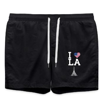 J’aime LA Eiffel Tower Lover Cool Los Angeles Jeu de mots - Short de bain - noir - Devant - AI Model Male 185 light (185cm)