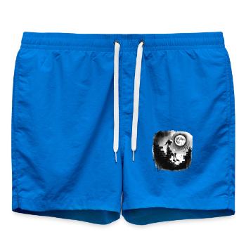 Girl on a wall under full moon - Swim Trunks - cobalt blue - Front