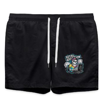 Total Addiction Gamer Skull Illustration - Swim Trunks - black - Front - AI Model Male 185 light (185cm)