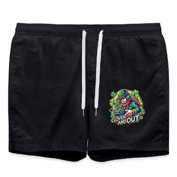 Clover And Out St. Patrick's Day Gaming Design - Swim Trunks - black - Front - AI Model Male 185 light (185cm)