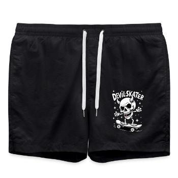 Devil Skater – Squelette cool sur skateboard - Short de bain - noir - Devant - AI Model Male 185 light (185cm)