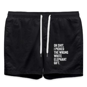 wrong white elephant gift haha wie - Badeshorts - Schwarz - Vorne - AI Model Male 185 light (185cm)