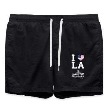 J’aime LA Golden Gate Bridge Cool Heart Flag Jeu de mots - Short de bain - noir - Devant - AI Model Male 185 light (185cm)