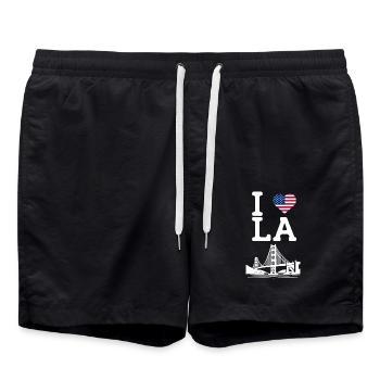 J’aime LA Golden Gate Bridge Los Angeles Drapeau Jeu de mots - Short de bain - noir - Devant - AI Model Male 185 light (185cm)