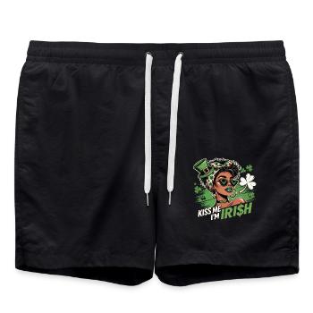 St. Patrick's Day Kiss Me I'm Irish Design - Badeshorts - Schwarz - Vorne - AI Model Male 185 light (185cm)