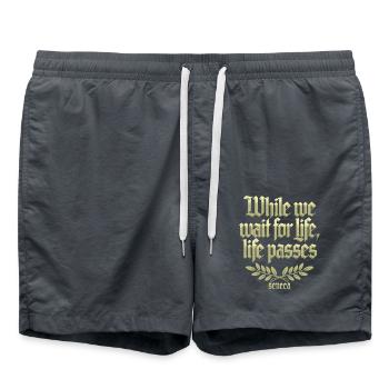 Seneca | While We Wait for Life, Life Passes - Swim Trunks - anthracite - Front - AI Model Male 185 light (185cm)
