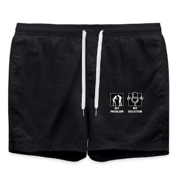 Speech Therapy My Problem My Pictogram Dad Mom - Badeshorts - Schwarz - Vorne - AI Model Male 185 light (185cm)