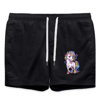 Magic unicorn with rainbow mane for - Swim Trunks - black - Front - AI Model Male 185 light (185cm)