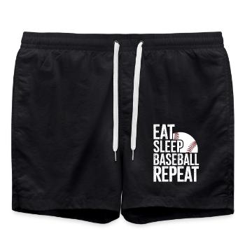 Manger dormir baseball répéter - Short de bain - noir - Devant - AI Model Male 185 light (185cm)