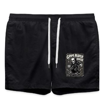 Skateboarding Sensenmann – Grim Reaper Style - Badeshorts - Schwarz - Vorne - AI Model Male 185 light (185cm)
