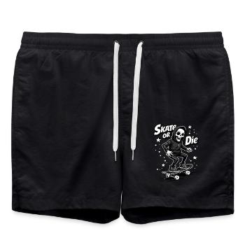 Skateboarding Grim Reaper – Skate or Die - Swim Trunks - black - Front - AI Model Male 185 light (185cm)