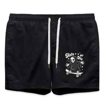Skateboarding Grim Reaper – Skate or Die - Swim Trunks - black - Front - AI Model Male 185 light (185cm)