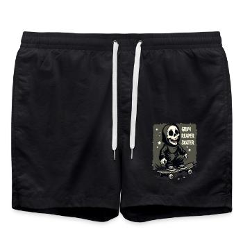 Skateboarding Sensenmann – Grim Reaper Style - Badeshorts - Schwarz - Vorne - AI Model Male 185 light (185cm)