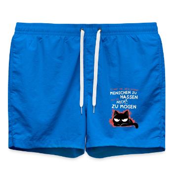 Schwarze Katze hasst Menschen – Zynisch & Lustig - Badeshorts - Cobalt blue - Vorne