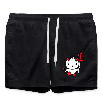Vogel Teufel Hörner Satan Dreizack Hölle böse cool - Badeshorts - Schwarz - Vorne - AI Model Male 185 light (185cm)