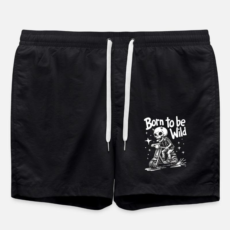 Skull Devil on Scooter - Swim Trunks - black