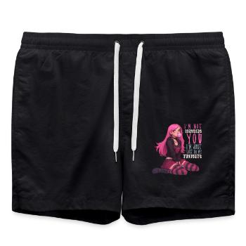 I'm Not Ignoring You Anime Girl Pastel Goth Kawaii - Badeshorts - Schwarz - Vorne - AI Model Male 185 light (185cm)
