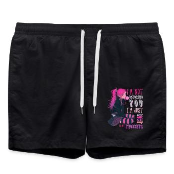 Cute Anime Girl Pastel Goth Yami Kawaii Geschenk - Badeshorts - Schwarz - Vorne - AI Model Male 185 light (185cm)