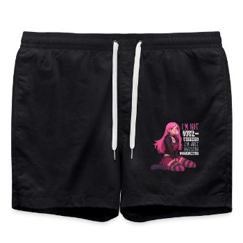 I'm Not Overthinking Anime Girl Pastel Goth Kawaii - Badeshorts - Schwarz - Vorne - AI Model Male 185 light (185cm)