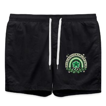 St. Patrick's Day Shamrock Rainbow Design - Swim Trunks - black - Front - AI Model Male 185 light (185cm)