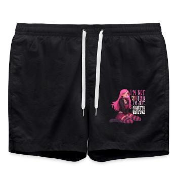 Limited Edition Anime Girl Pastel Goth Yami Kawaii - Badeshorts - Schwarz - Vorne - AI Model Male 185 light (185cm)