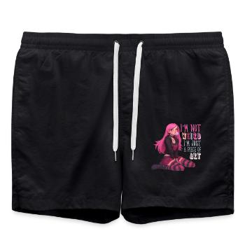 Just Piece Of Art Anime Girl Goth Yami Kawaii - Swim Trunks - black - Front - AI Model Male 185 light (185cm)