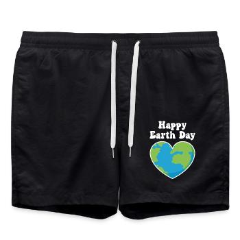 Happy Earth Day - Swim Trunks - black - Front - AI Model Male 185 light (185cm)