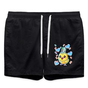 Hippie Hippies Poulet Poulets Poussins Pâques - Short de bain - noir - Devant - AI Model Male 185 light (185cm)