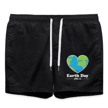 Earth Day April 22 - Swim Trunks - black - Front - AI Model Male 185 light (185cm)