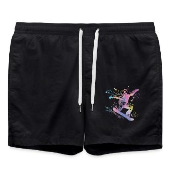 Snowboarder Snowboarding Snowboard - Badeshorts - Schwarz - Vorne - AI Model Male 185 light (185cm)
