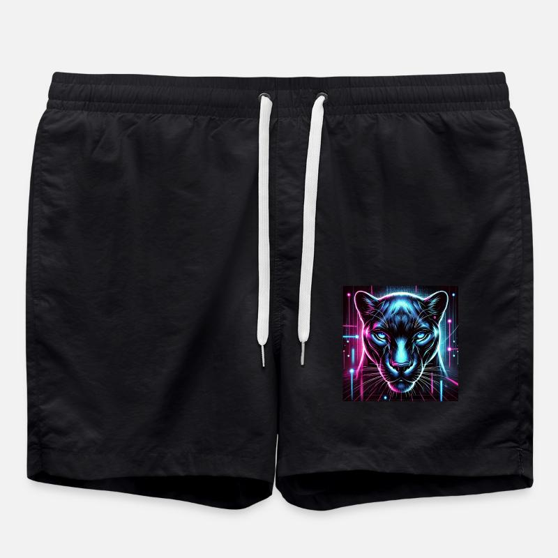 Cyberpunk Panther – Neon Stil - Badeshorts - Schwarz