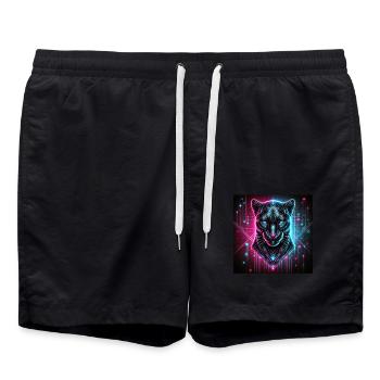 Cyberpunk Panther – Style néon - Short de bain - noir - Devant - AI Model Male 185 light (185cm)