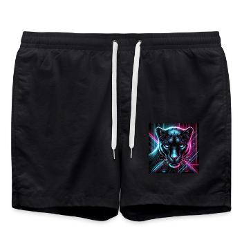 Cyberpunk Panther – Style néon - Short de bain - noir - Devant - AI Model Male 185 light (185cm)