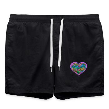 Heart Hearts Colorful Valentine's Day Mother's Day - Swim Trunks - black - Front - AI Model Male 185 light (185cm)