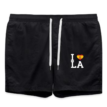 I Love LA Cool Wrong Flag Spain Lover Los Angeles - Swim Trunks - black - Front - AI Model Male 185 light (185cm)