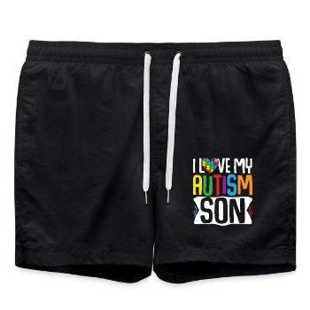 Autismus Bewusstsein Geschenk Eltern Sohn - Badeshorts - Schwarz - Vorne - AI Model Male 185 light (185cm)